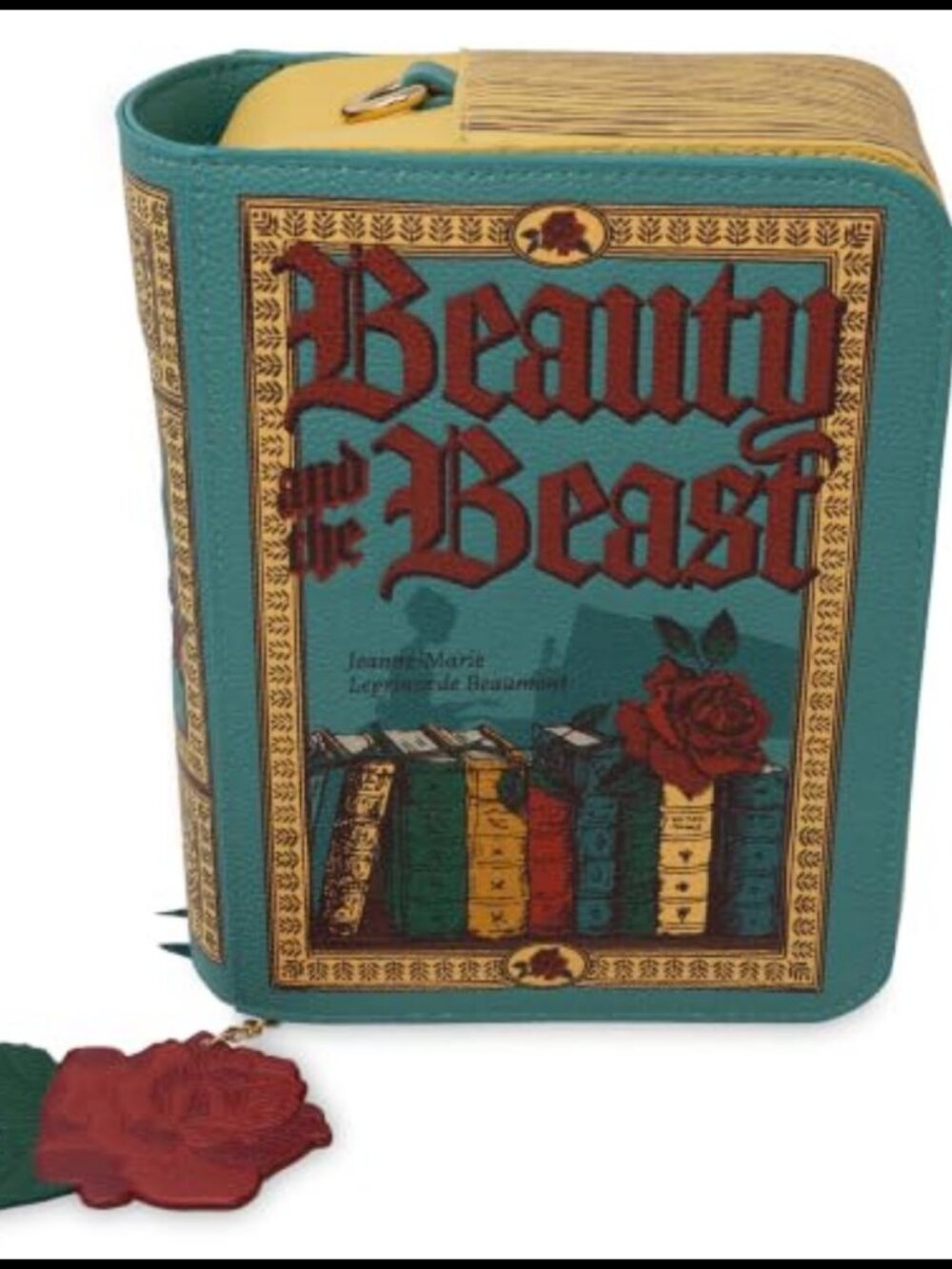 Vegan Leather Book Shaped Crossbody Bag Beauty and the Beast